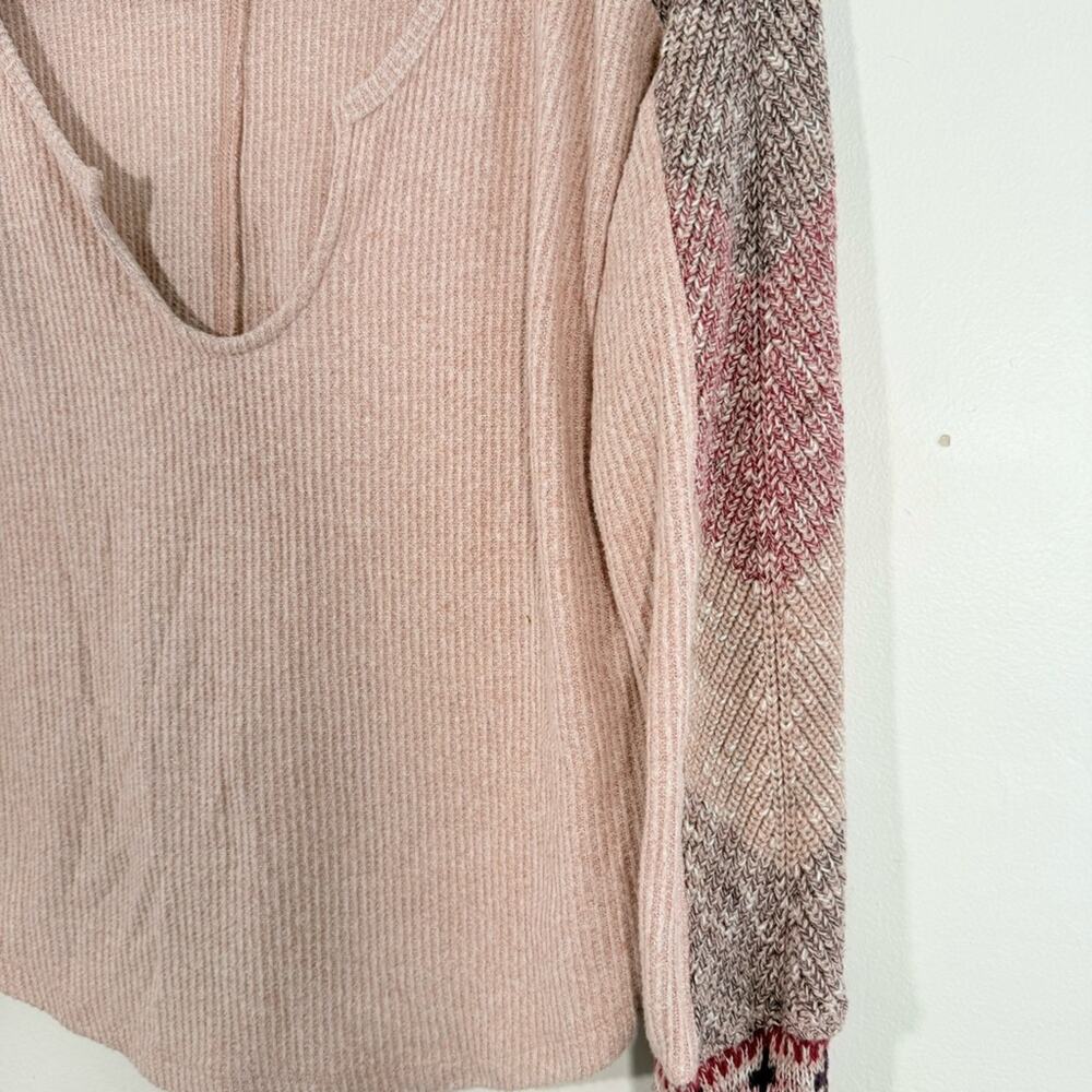 Anthropologie Daily Practice Pale Pink Contrast Panel Sleeve Knit Thermal XS - Picture 3 of 11